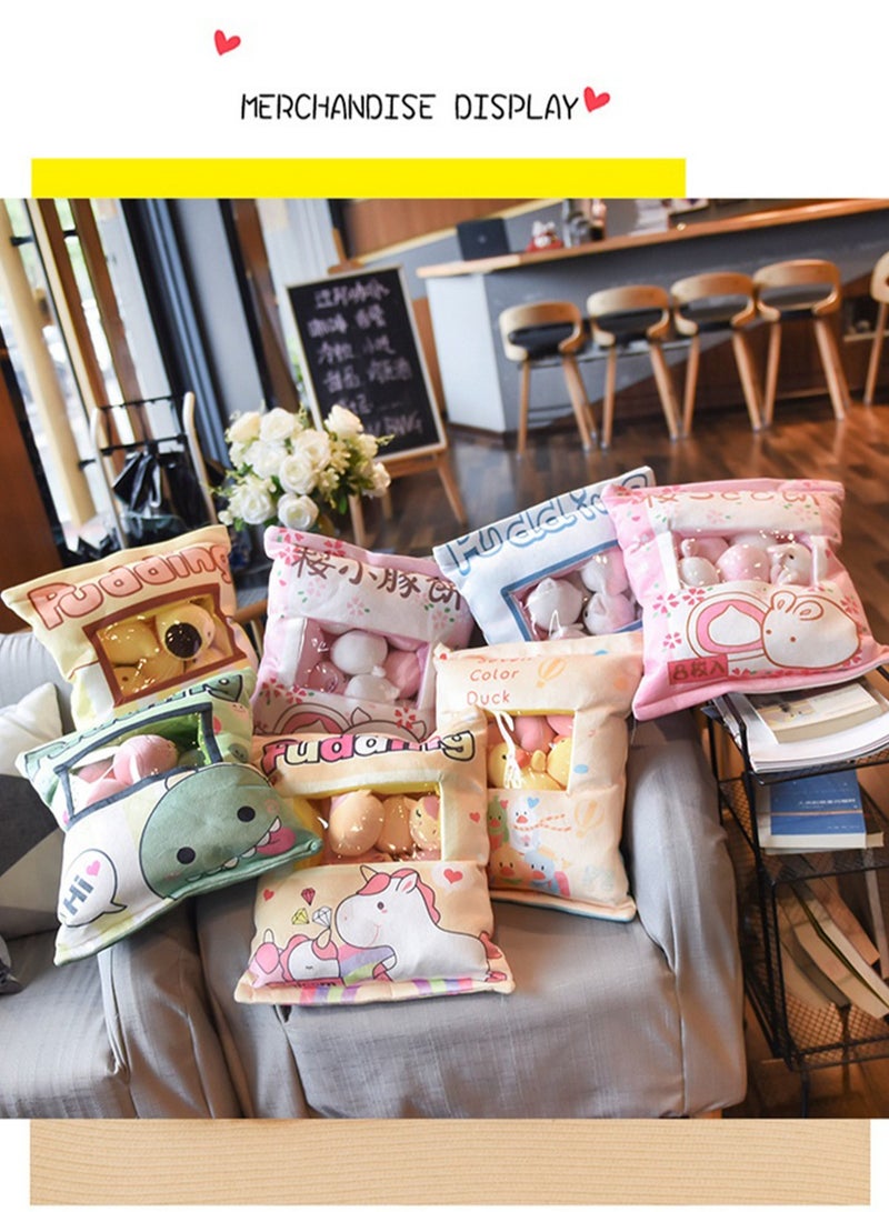 Cute Plush Pillow Removable Stuffed Animal Toy Creative Gift Children's Soft Pillow Room Decoration - Brown Rabbit And White Cat (8 Animal Balls Inside) - Image 2